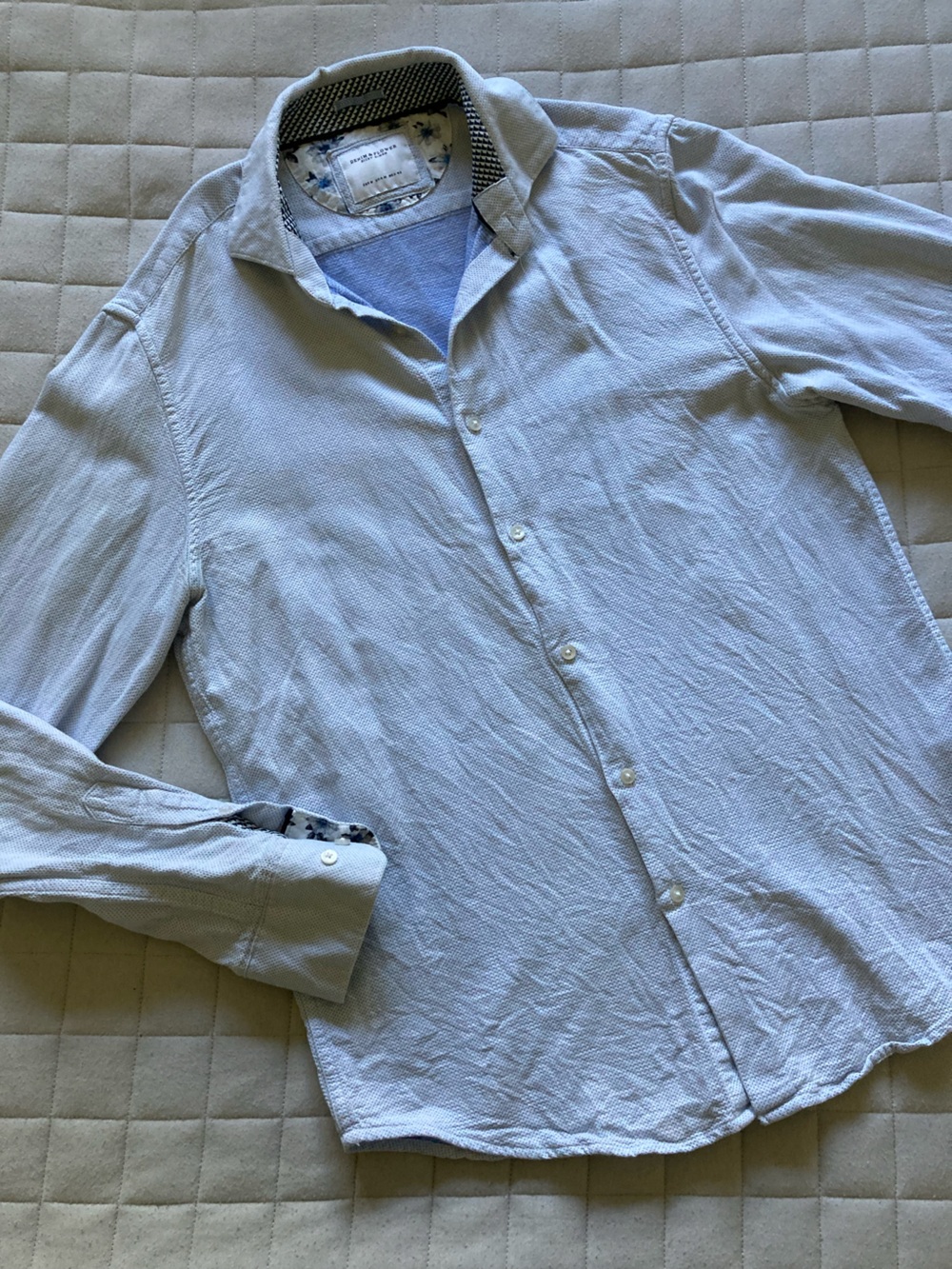 Denim & Flower Light Blue Men's Button-Down Shirt